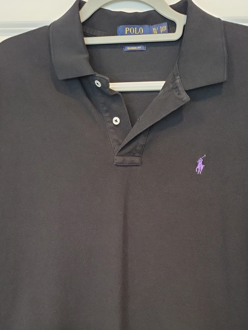 Polo Ralph Lauren Men's Polo Shirt Black Purple Hprse Size XL/T